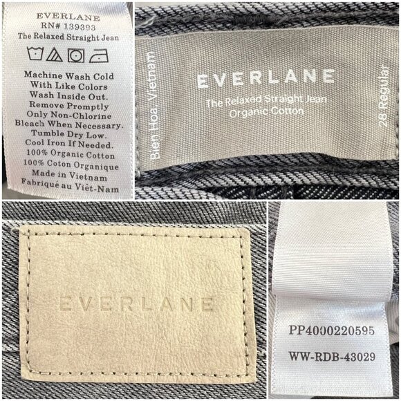 Sz 28- Everlane The Relaxed Straight High Rise Cotton Denim Jean Grey Wash - Picture 13 of 15